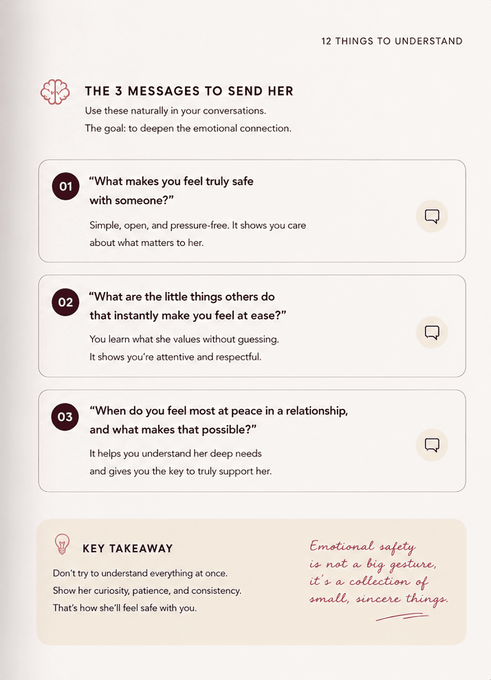 Example eBook chapter with three message examples for one relationship theme